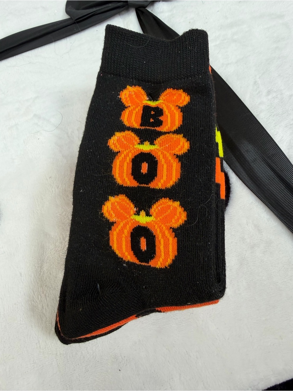 Disney Black Halloween 'BOO' Pumpkin Socks 3 pair